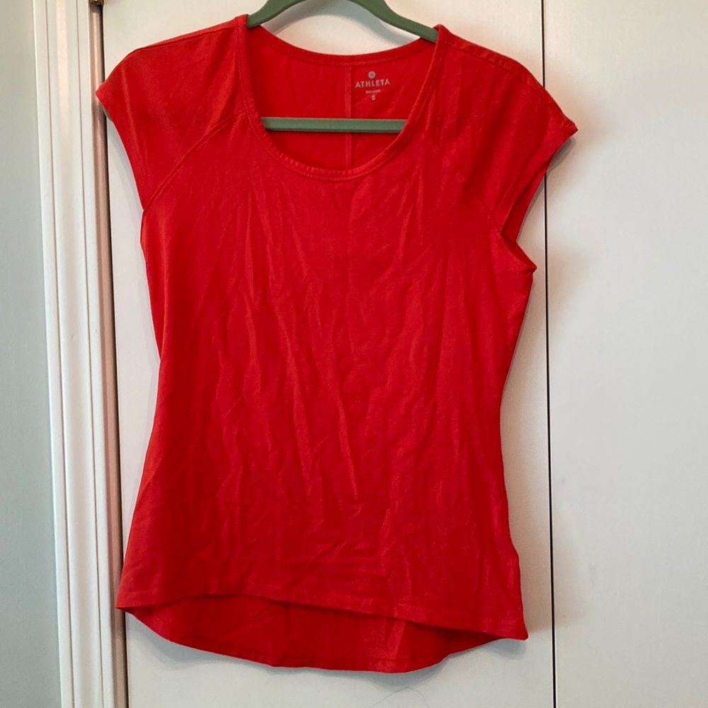 Athleta cap sleeve top, size small, dark orange